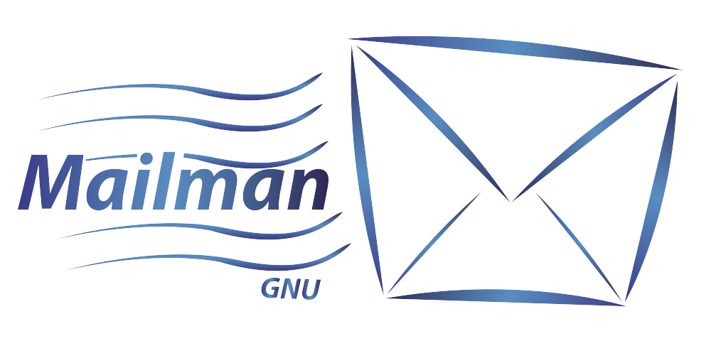 Logo bleu de GNU Mailman avec une enveloppe